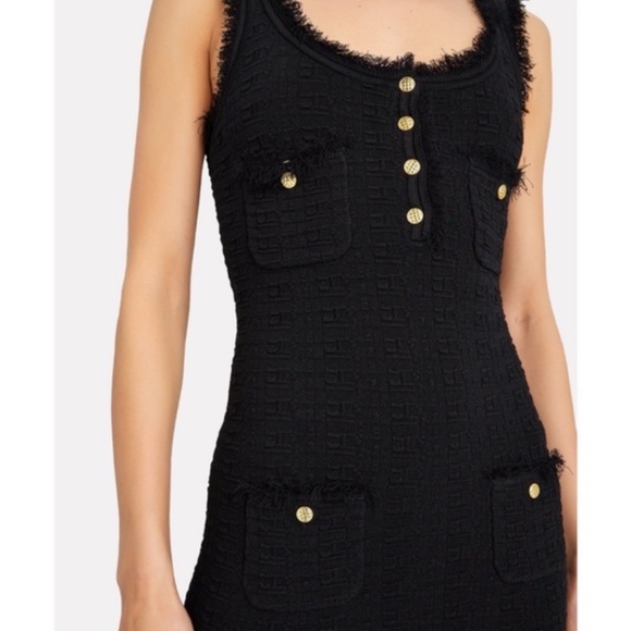 NEW RONNY KOBO Nina Black Bodycon Knit Midi Dress Gold Buttons Medium - Picture 1 of 12